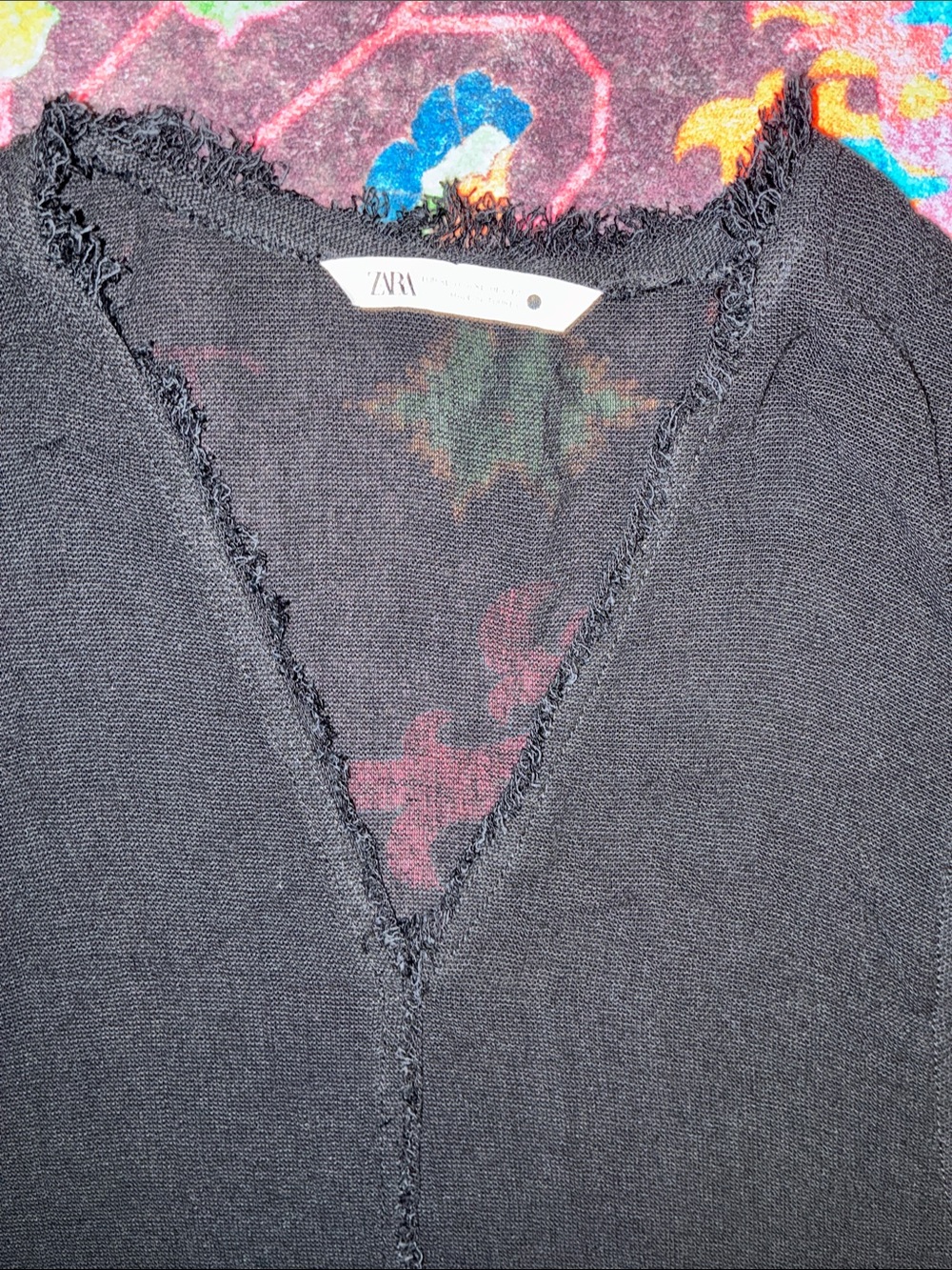 Zara Gauze Black V-Neck Short Sleeve Swim Coverup - Picture 2 of 4